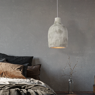 Pottery pendant side angle — artistic postmodern hanging lamp
