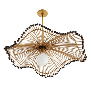 Modern boho rattan wave pendant — hanging ceiling lamp