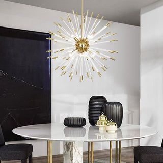 Modern Gold Chandelier – Elegant Crystal Glass Lighting Fixture for Living Rooms