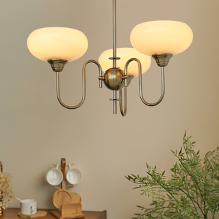 Creamy glass mid century persimmon chandelier vintage pendant