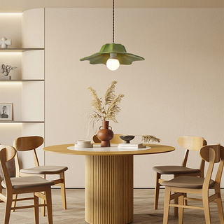 Resin alien pendant light with organic shade and metal fixture