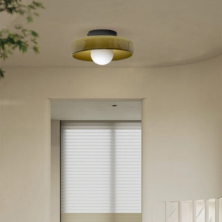 Plafonnier de cuisine moderne - Luminaire rond en verre à montage encastré pour éclairage d'îlot