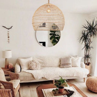 Handmade hemp rope pendant for boho-inspired living room
