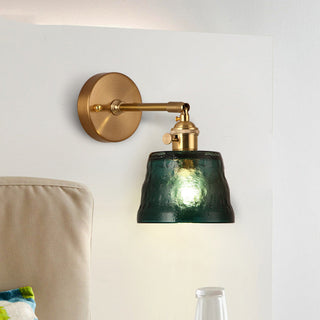 Metal adjustable vintage glass wall sconce detail — warm glow