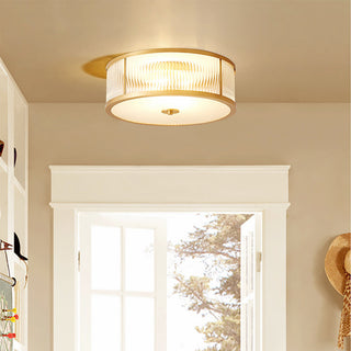 Brass ceiling lamp round vintage – warm finish close-up