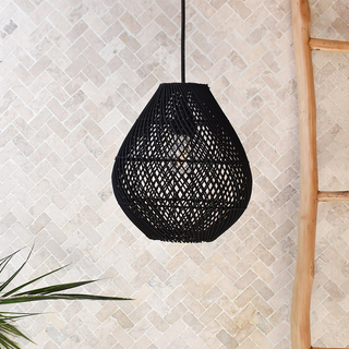 Black wicker rattan pendant lamp — boho kitchen fixture