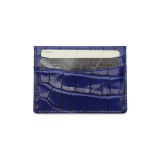luxury leather card holder haven crocodile leather wallet credit card slots side view