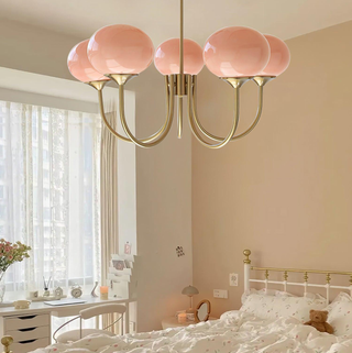 Contemporary pink glass bubble pendant lamp ceiling fixture