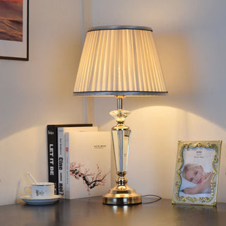 Ivory crystal table lamp luxury — metallic accents cozy living room