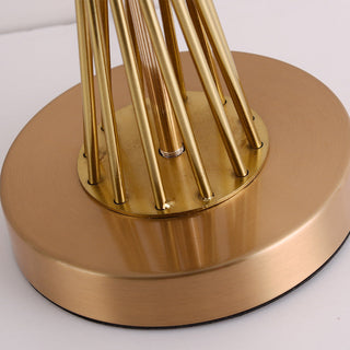 Elegant designer gold lamp — modern desk fixture close-up