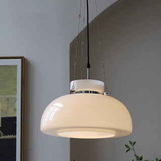 Frosted milk glass pendant — classic retro interior design