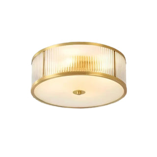 FLORA Nordic Copper Fluted Glass Ceiling Light – Refined Floral Gilded Frame Fixture