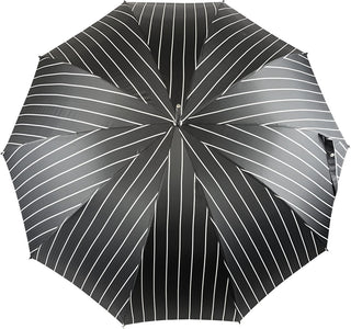 Black pinstripe sculpted jaguar handle automatic men's Italian umbrella detail