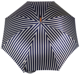 Men's double canopy blue striped wind resistant luxury Italian umbrella canopy