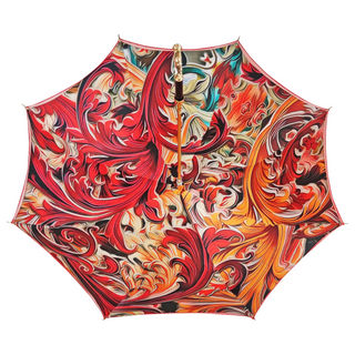 Italian luxury red umbrella – 24K gold handle closed view
