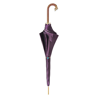 Elegant handcrafted umbrella amethyst crystal handle close-up