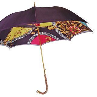 Women's handcrafted umbrella amethyst crystal handle side