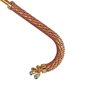 Luxury handcrafted umbrella amethyst crystal handle detail