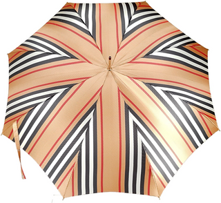 Luxury men's striped bamboo handle automatic polyester Italian umbrella open