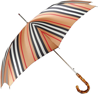 Luxury men's striped bamboo handle automatic polyester Italian umbrella side
