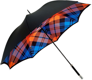 Luxury double canopy Italian satin Swarovski handle wind resistant umbrella side