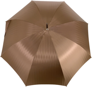Handcrafted striped men's double canopy engraved wood handle Italian umbrella canopy
