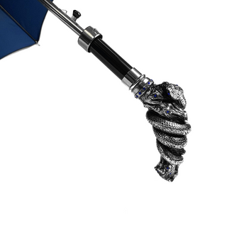 Double canopy silver snake handle luxury men's Italian umbrella top view