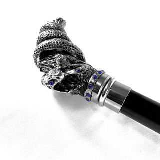 Double canopy silver snake handle luxury men's Italian umbrella detail
