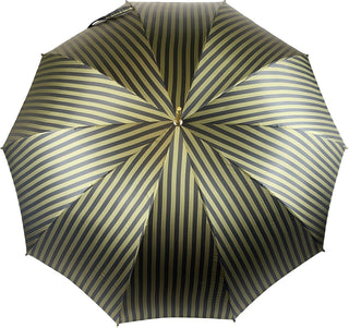 Black pinstripe gold jaguar handle luxury men's Italian umbrella open