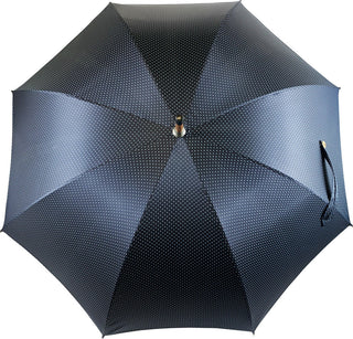 Men's double canopy navy jaquard steel ribs manual opening Italian umbrella open