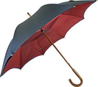 Men's double canopy navy jaquard steel ribs manual opening Italian umbrella side