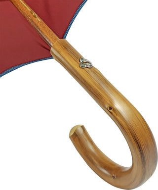Men's double canopy navy jaquard steel ribs manual opening Italian umbrella detail