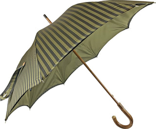 Classic green chestnut wood handle double cloth handcrafted Italian umbrella side