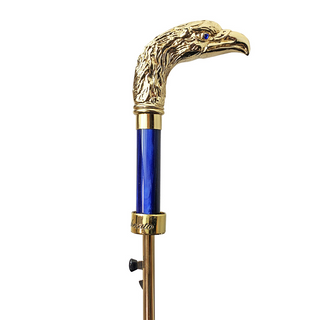 Luxury men's blue canopy 24K gold handle carbon fiber Italian umbrella top view