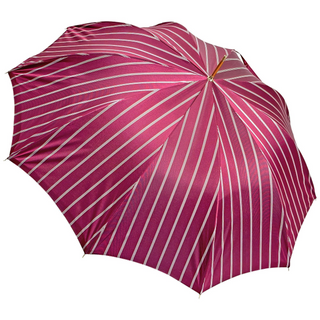 Luxury burgundy 24K gold handle handmade Italian men's umbrella open canopy