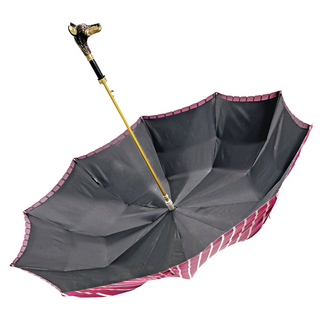 Luxury burgundy 24K gold handle handmade Italian men's umbrella detail