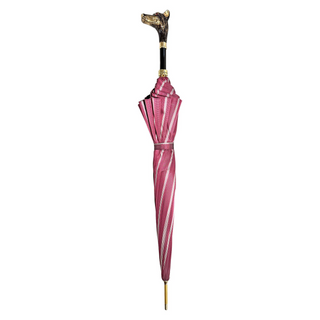 Luxury burgundy 24K gold handle handmade Italian men's umbrella close-up