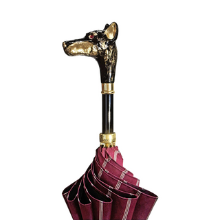 Luxury burgundy 24K gold handle handmade Italian men's umbrella canopy