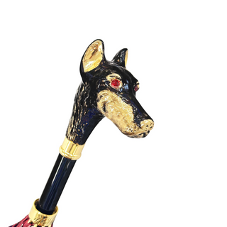 Luxury burgundy 24K gold handle handmade Italian men's umbrella top view