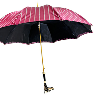 Luxury burgundy 24K gold handle handmade Italian men's umbrella side view