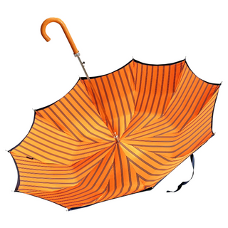 Navy automatic orange leather handle wind resistant men's Italian umbrella top