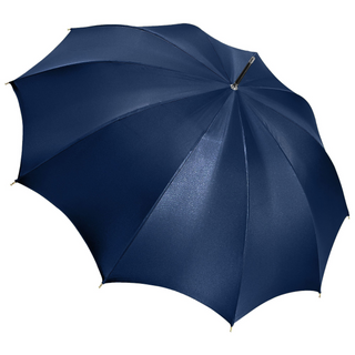 Navy automatic orange leather handle wind resistant men's Italian umbrella open