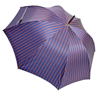 Burgundy gents leather handle wind resistant handmade Italian umbrella open