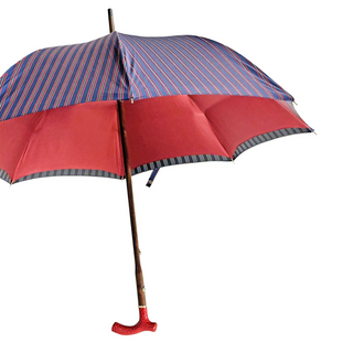 Burgundy gents leather handle wind resistant handmade Italian umbrella side