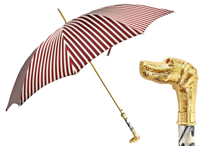 Automatic designer gold handle carbon fiber ribs luxury Italian umbrella front view