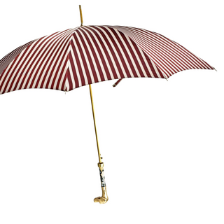 Automatic designer gold handle carbon fiber ribs luxury Italian umbrella side view