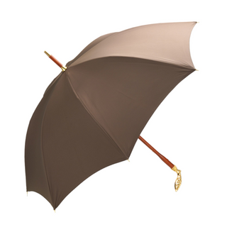 Double canopy jacquard fabric 24K gold handle handmade Italian men's umbrella open