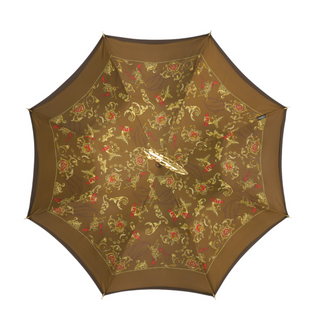 Double canopy jacquard fabric 24K gold handle handmade Italian men's umbrella back