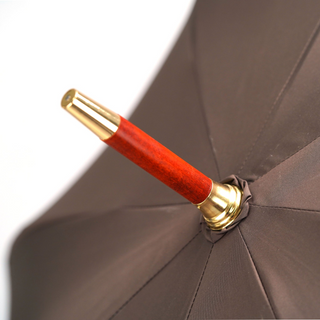 Double canopy jacquard fabric 24K gold handle handmade Italian men's umbrella detail