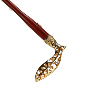 Double canopy jacquard fabric 24K gold handle handmade Italian men's umbrella angle
